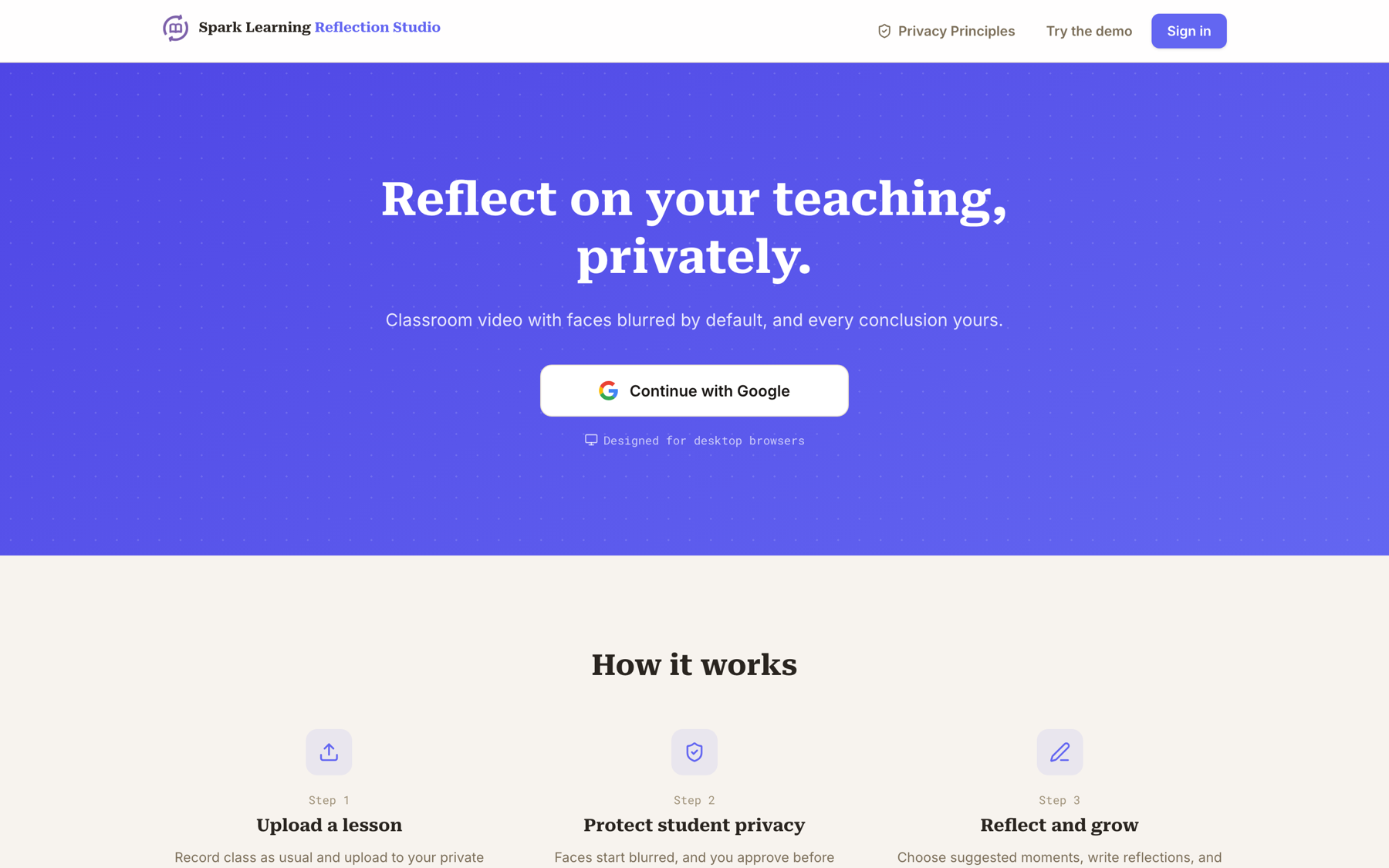 Reflection Studio: Reflect on your teaching, privately.